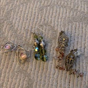 Earrings, crystal and costume.